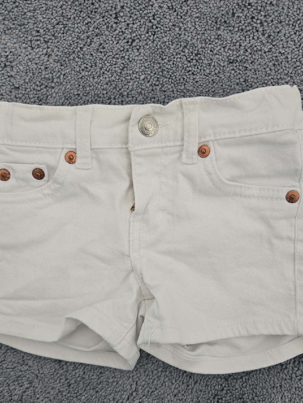 Levi's White Shorty Shorts with Red Logo Tag